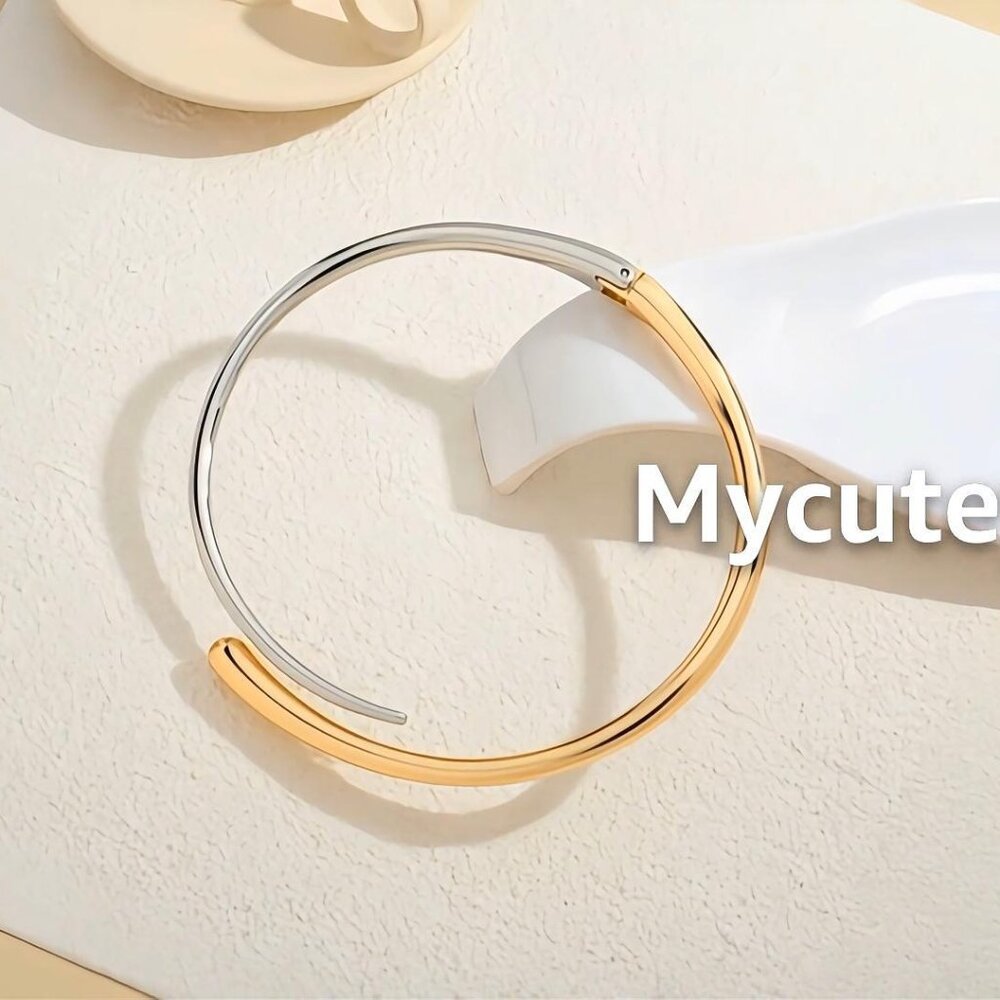 Hinged Open Cuff Statement Necklace Minimalist Mi… - image 8